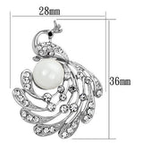 Imitation Rhodium White Metal Brooches with Synthetic Pearl in White