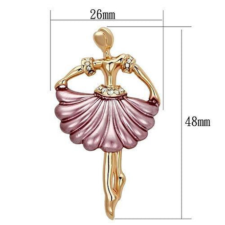 Flash Rose Gold White Metal Brooches with Top Grade Crystal  in Clear