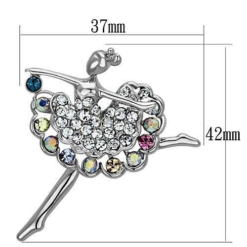 Imitation Rhodium White Metal Brooches with Top Grade Crystal  in Multi Color