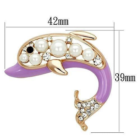 Flash Rose Gold White Metal Brooches with Synthetic Pearl in White
