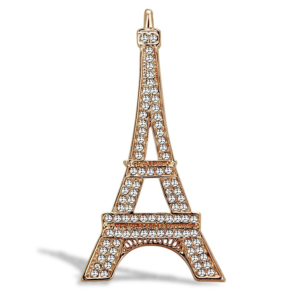 Flash Rose Gold White Metal Brooches with Top Grade Crystal  in Clear