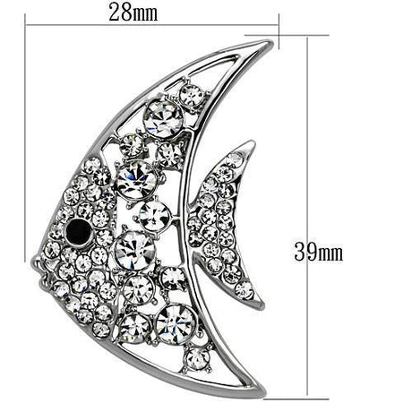 Imitation Rhodium White Metal Brooches with Top Grade Crystal  in Clear