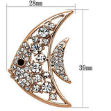 Flash Rose Gold White Metal Brooches with Top Grade Crystal  in Clear