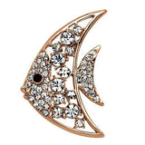 Flash Rose Gold White Metal Brooches with Top Grade Crystal  in Clear