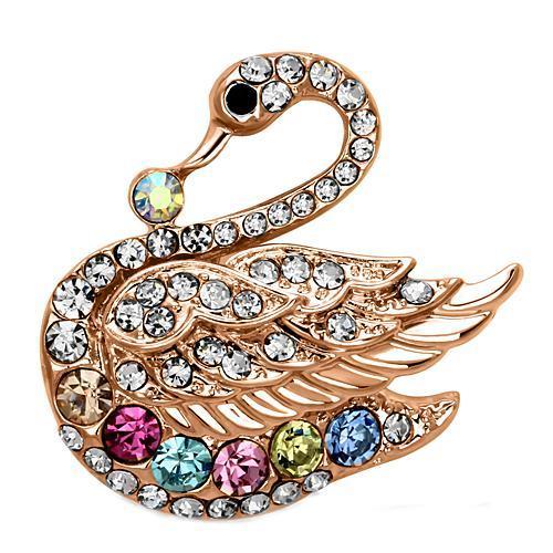 Flash Rose Gold White Metal Brooches with Top Grade Crystal  in Multi Color