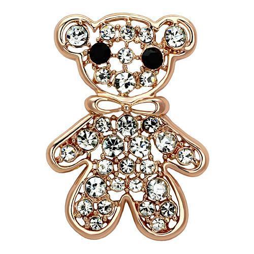 Flash Rose Gold White Metal Brooches with Top Grade Crystal  in Clear