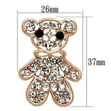 Flash Rose Gold White Metal Brooches with Top Grade Crystal  in Clear