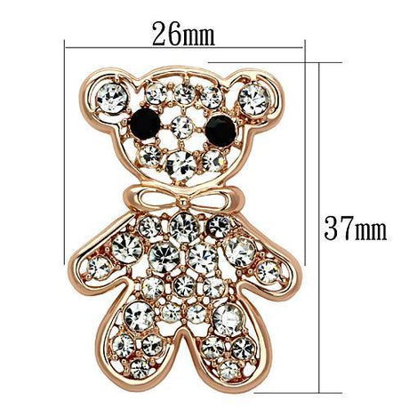 Flash Rose Gold White Metal Brooches with Top Grade Crystal  in Clear