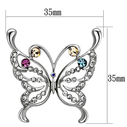 Imitation Rhodium White Metal Brooches with Top Grade Crystal  in Multi Color