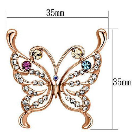 Flash Rose Gold White Metal Brooches with Top Grade Crystal  in Multi Color