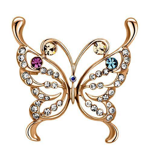 Flash Rose Gold White Metal Brooches with Top Grade Crystal  in Multi Color