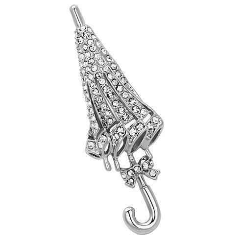 Imitation Rhodium White Metal Brooches with Top Grade Crystal  in Clear