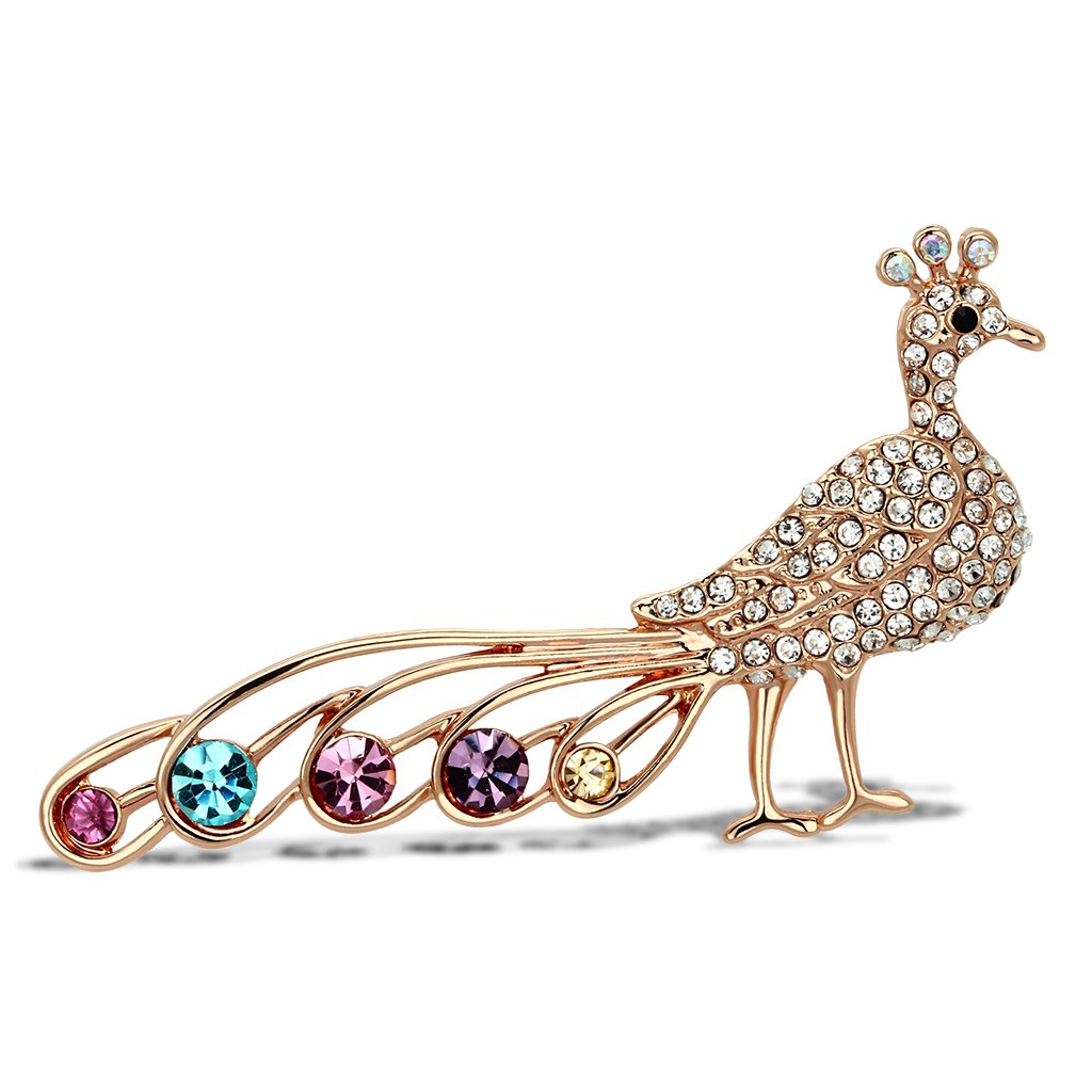 Flash Rose Gold White Metal Brooches with Top Grade Crystal  in Multi Color