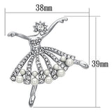 Imitation Rhodium White Metal Brooches with Synthetic Pearl in White