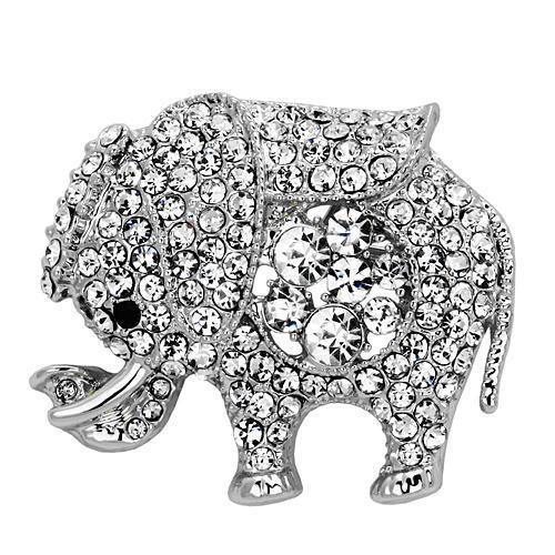 Imitation Rhodium White Metal Brooches with Top Grade Crystal  in Clear