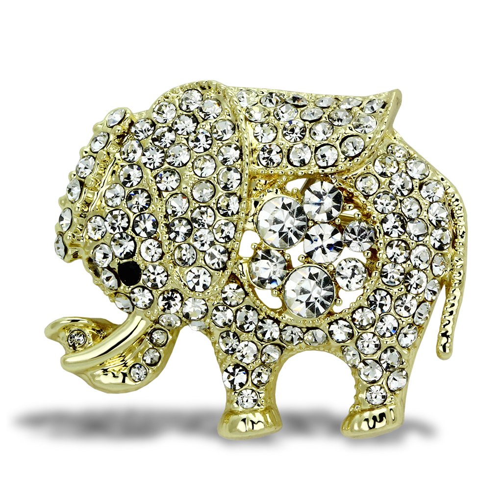 Flash Gold White Metal Brooches with Top Grade Crystal  in Clear