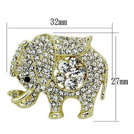 Flash Gold White Metal Brooches with Top Grade Crystal  in Clear