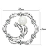 Imitation Rhodium White Metal Brooches with Synthetic Pearl in White