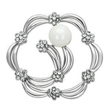 Imitation Rhodium White Metal Brooches with Synthetic Pearl in White