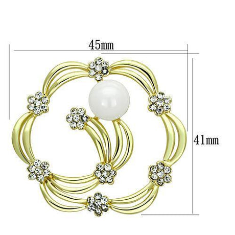 Flash Gold White Metal Brooches with Synthetic Pearl in White