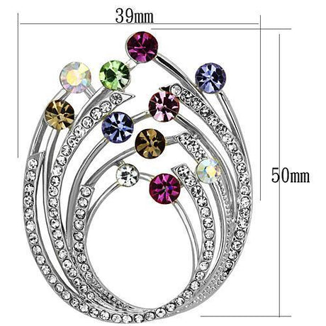 Imitation Rhodium White Metal Brooches with Top Grade Crystal  in Multi Color