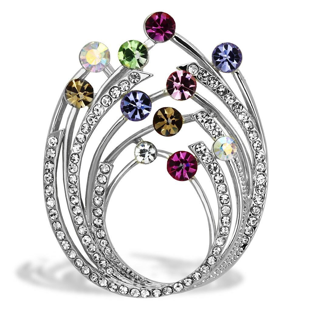 Imitation Rhodium White Metal Brooches with Top Grade Crystal  in Multi Color