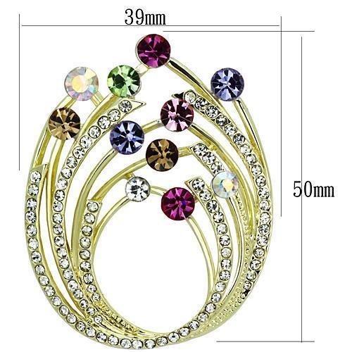 Flash Gold White Metal Brooches with Top Grade Crystal  in Multi Color