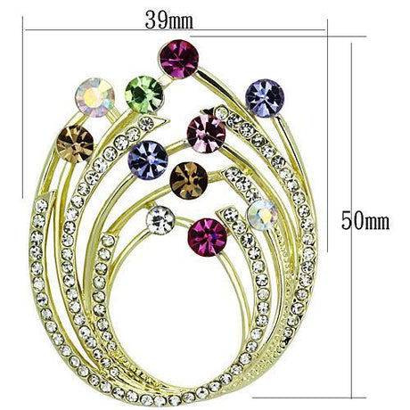 Flash Gold White Metal Brooches with Top Grade Crystal  in Multi Color