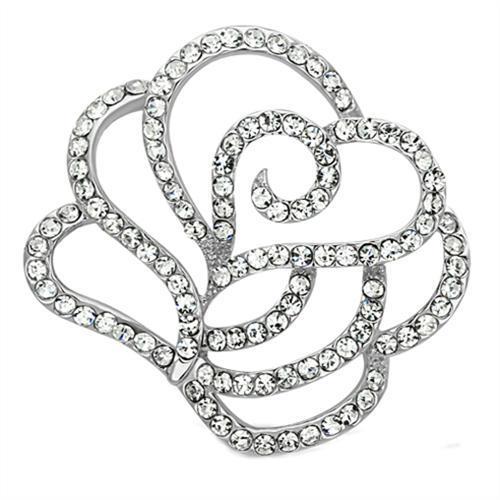 Imitation Rhodium White Metal Brooches with Top Grade Crystal  in Clear