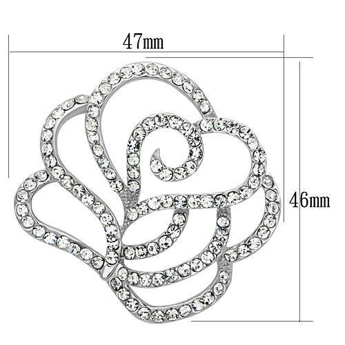 Imitation Rhodium White Metal Brooches with Top Grade Crystal  in Clear