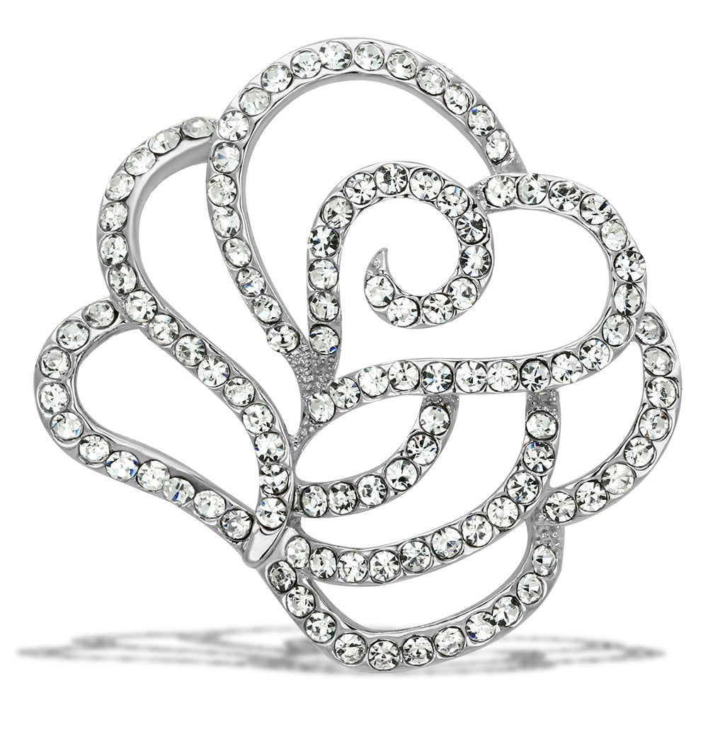 Flash Gold White Metal Brooches with Top Grade Crystal  in Clear
