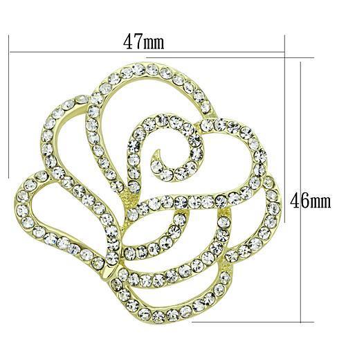 Flash Gold White Metal Brooches with Top Grade Crystal  in Clear