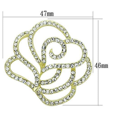 Flash Gold White Metal Brooches with Top Grade Crystal  in Clear