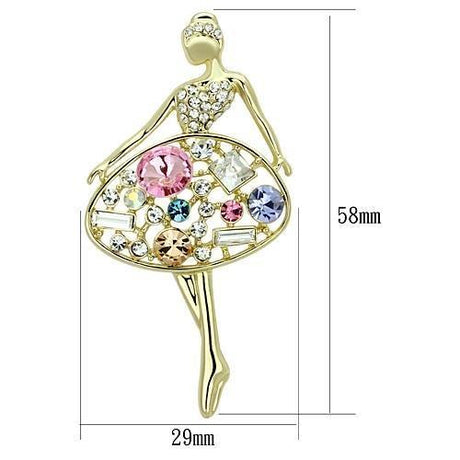 Flash Gold White Metal Brooches with Top Grade Crystal  in Multi Color