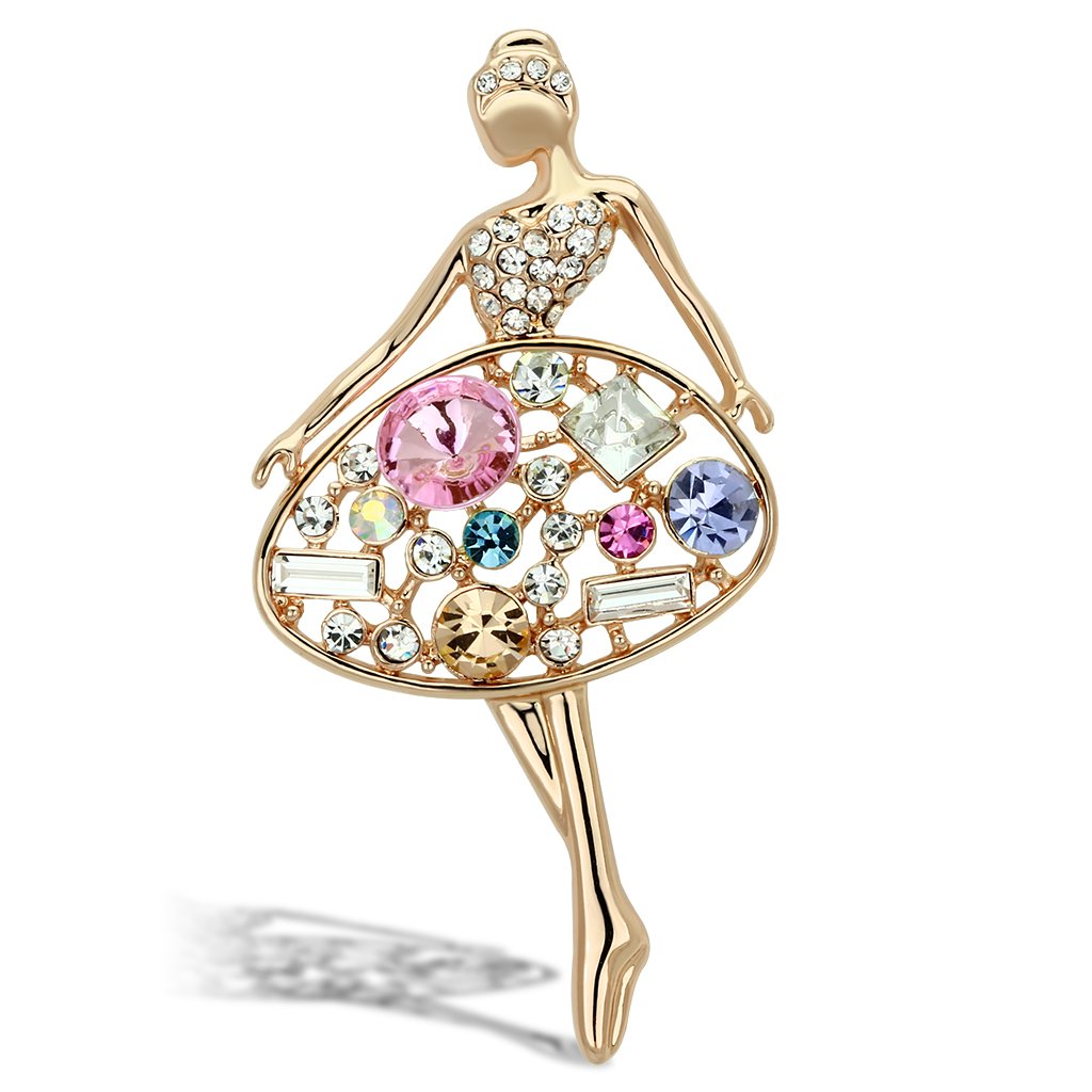 Flash Gold White Metal Brooches with Top Grade Crystal  in Multi Color