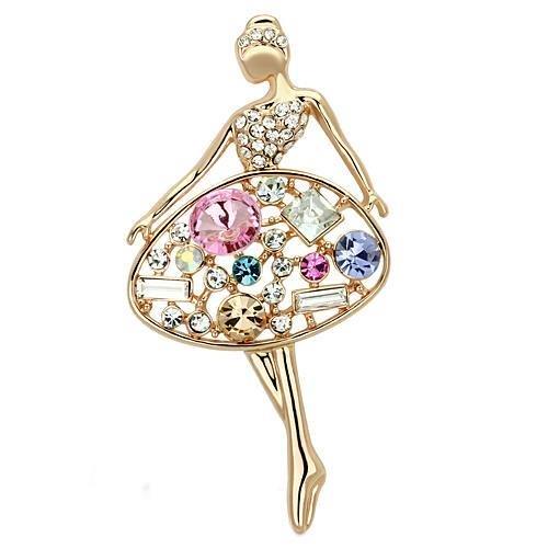 Flash Rose Gold White Metal Brooches with Top Grade Crystal  in Multi Color