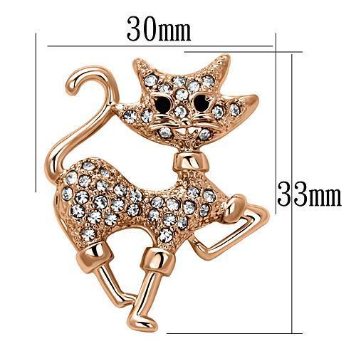 Flash Rose Gold White Metal Brooches with Top Grade Crystal  in Clear