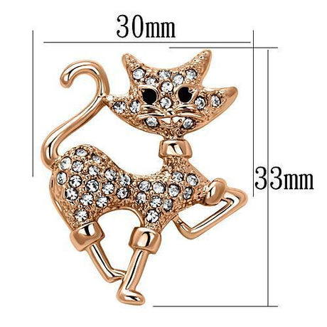 Flash Rose Gold White Metal Brooches with Top Grade Crystal  in Clear