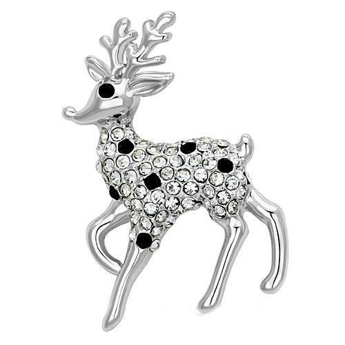 Imitation Rhodium White Metal Brooches with Top Grade Crystal  in Jet