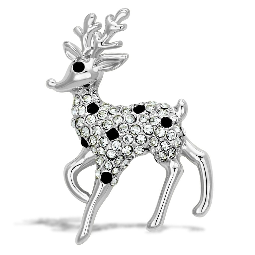 Flash Gold White Metal Brooches with Top Grade Crystal  in Jet