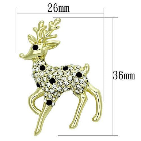 Flash Gold White Metal Brooches with Top Grade Crystal  in Jet
