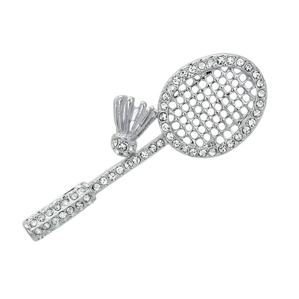 Flash Gold White Metal Brooches with Top Grade Crystal  in Clear