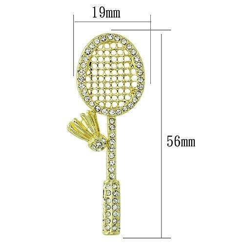 Flash Gold White Metal Brooches with Top Grade Crystal  in Clear
