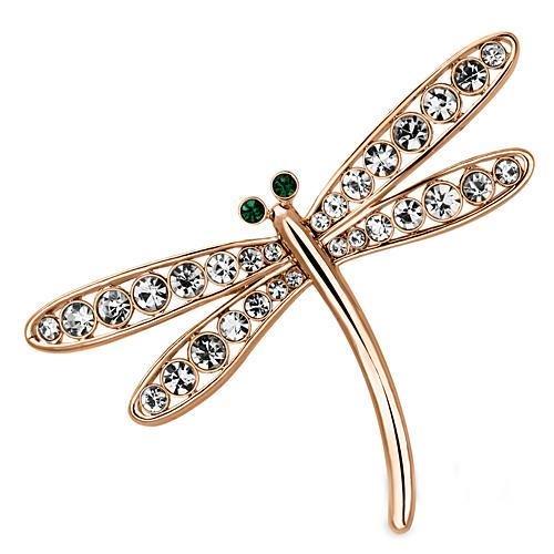 Flash Rose Gold White Metal Brooches with Top Grade Crystal  in Clear