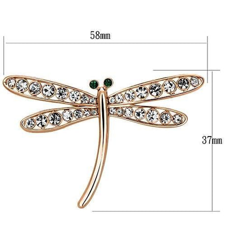 Flash Rose Gold White Metal Brooches with Top Grade Crystal  in Clear