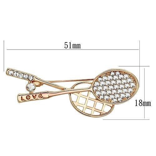 Flash Rose Gold White Metal Brooches with Top Grade Crystal  in Clear