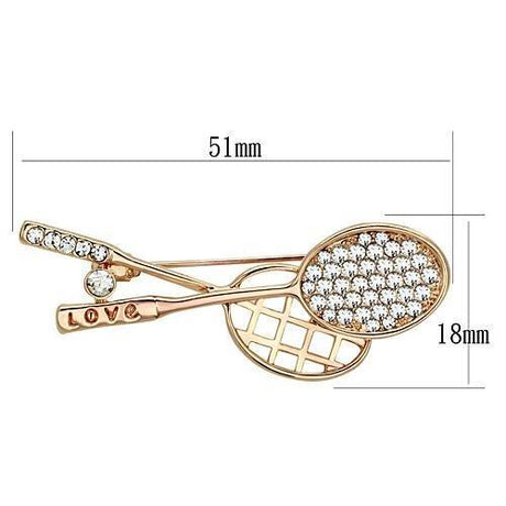 Flash Rose Gold White Metal Brooches with Top Grade Crystal  in Clear