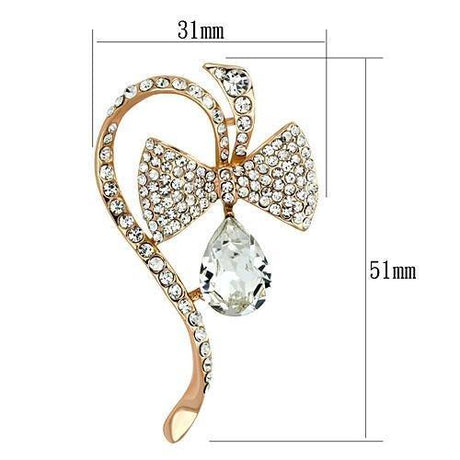 Flash Rose Gold White Metal Brooches with Synthetic Synthetic Glass in Clear