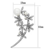 Imitation Rhodium White Metal Brooches with Synthetic Pearl in White