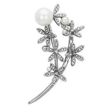 Imitation Rhodium White Metal Brooches with Synthetic Pearl in White